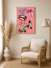 Chic Heels Illustration Wall Art Print - wood framed poster