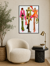 Chic Fashion Girls Wall Art Print - black framed
