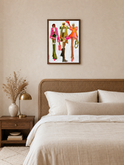 Chic Fashion Girls Wall Art Print - dark wood framed