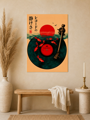 Japanese Blue Wave Record Wall Art Print - unframed mockup