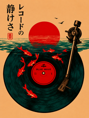 Japanese Blue Wave Record Wall Art Print - unframed