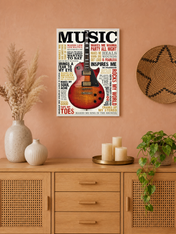 Vintage Guitar Typography Music Wall Art Print - white framed