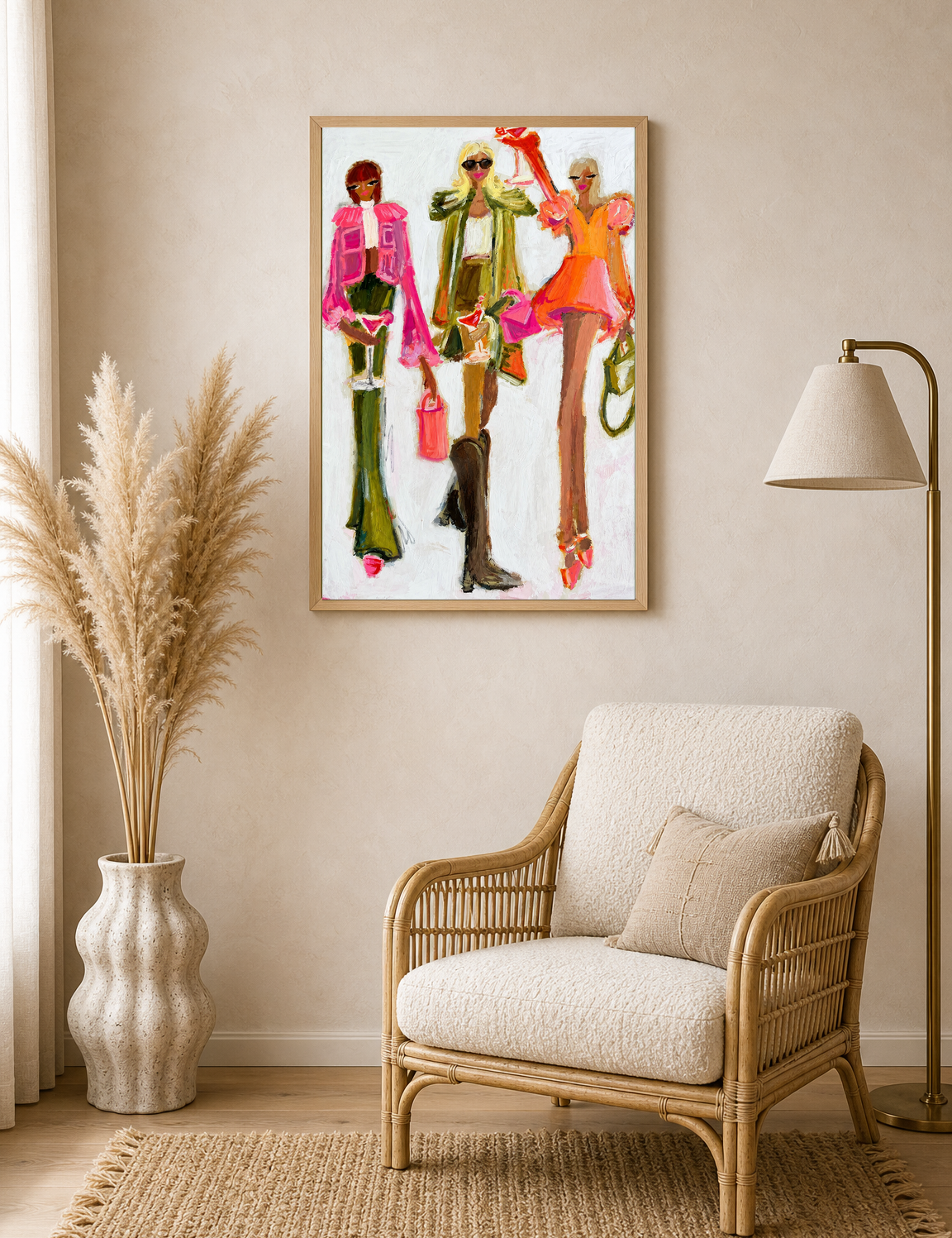 Chic Fashion Girls Wall Art Print - wood framed poster