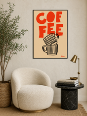 COFFEE Typography Wall Art Print - black framed