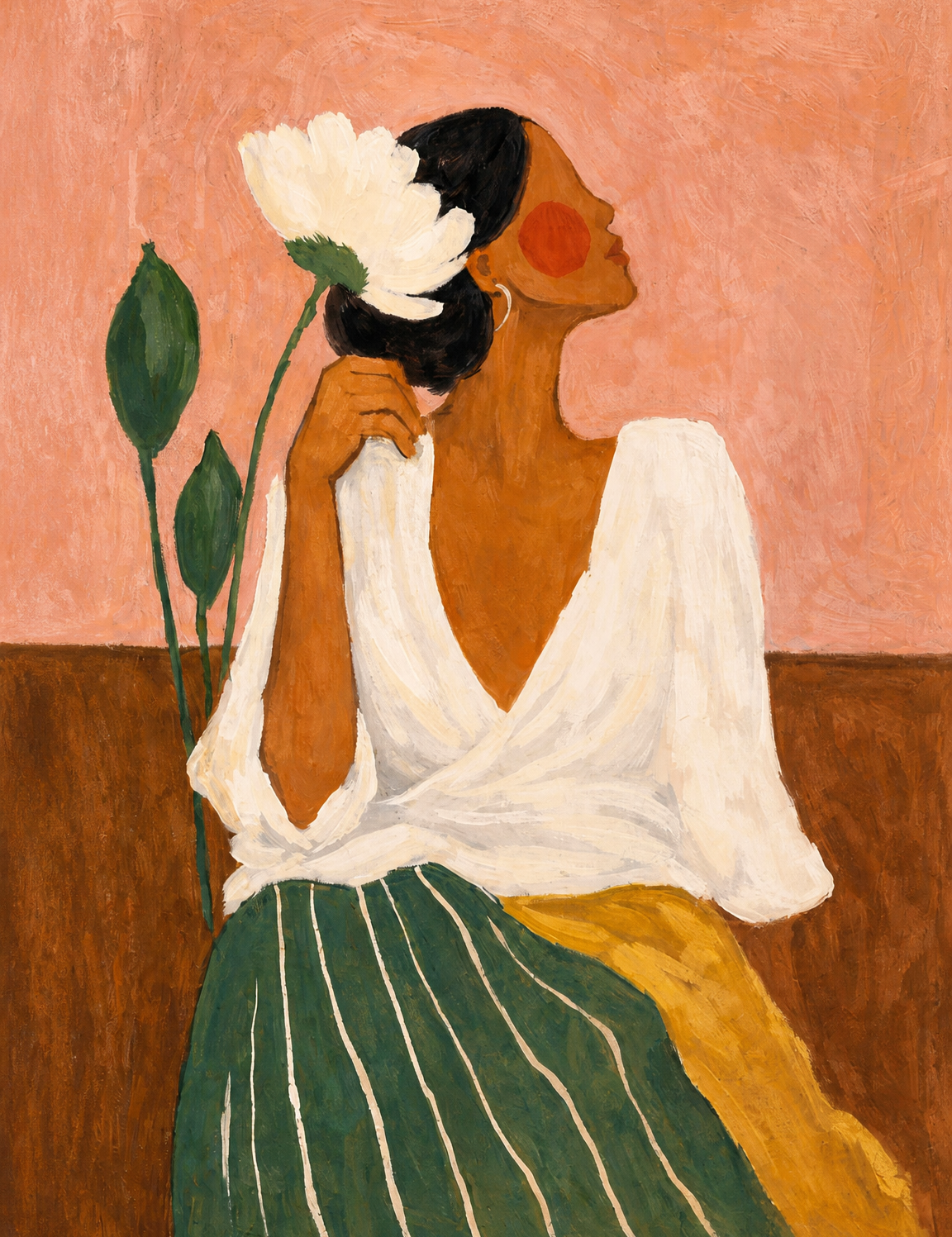 Feminine Floral Portrait Wall Art Print - unframed
