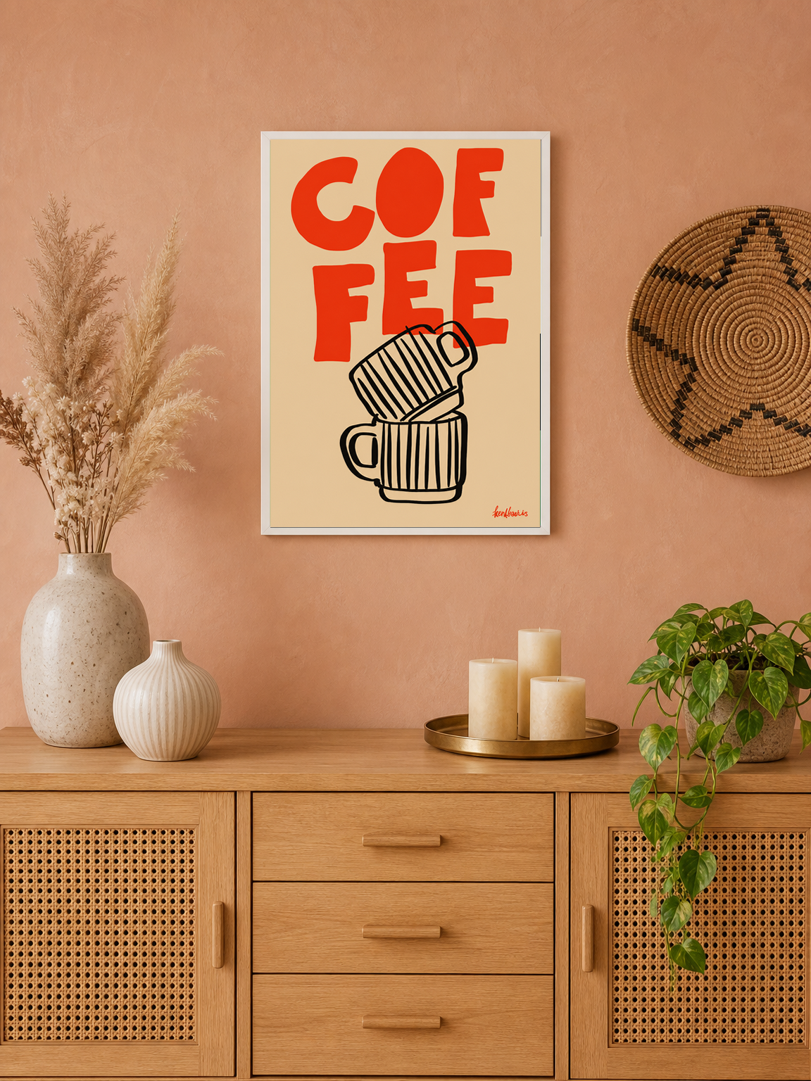 COFFEE Typography Wall Art Print - white framed