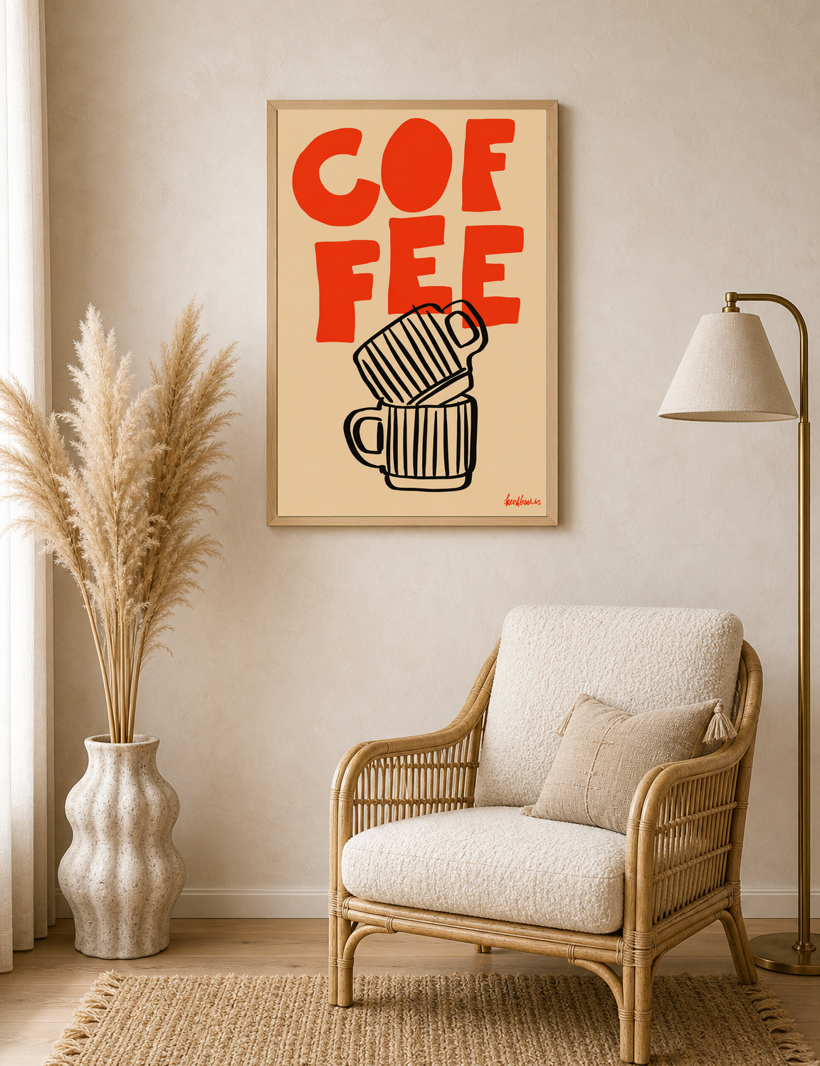 COFFEE Typography Wall Art Print - wood framed poster