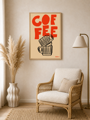 COFFEE Typography Wall Art Print - wood framed poster