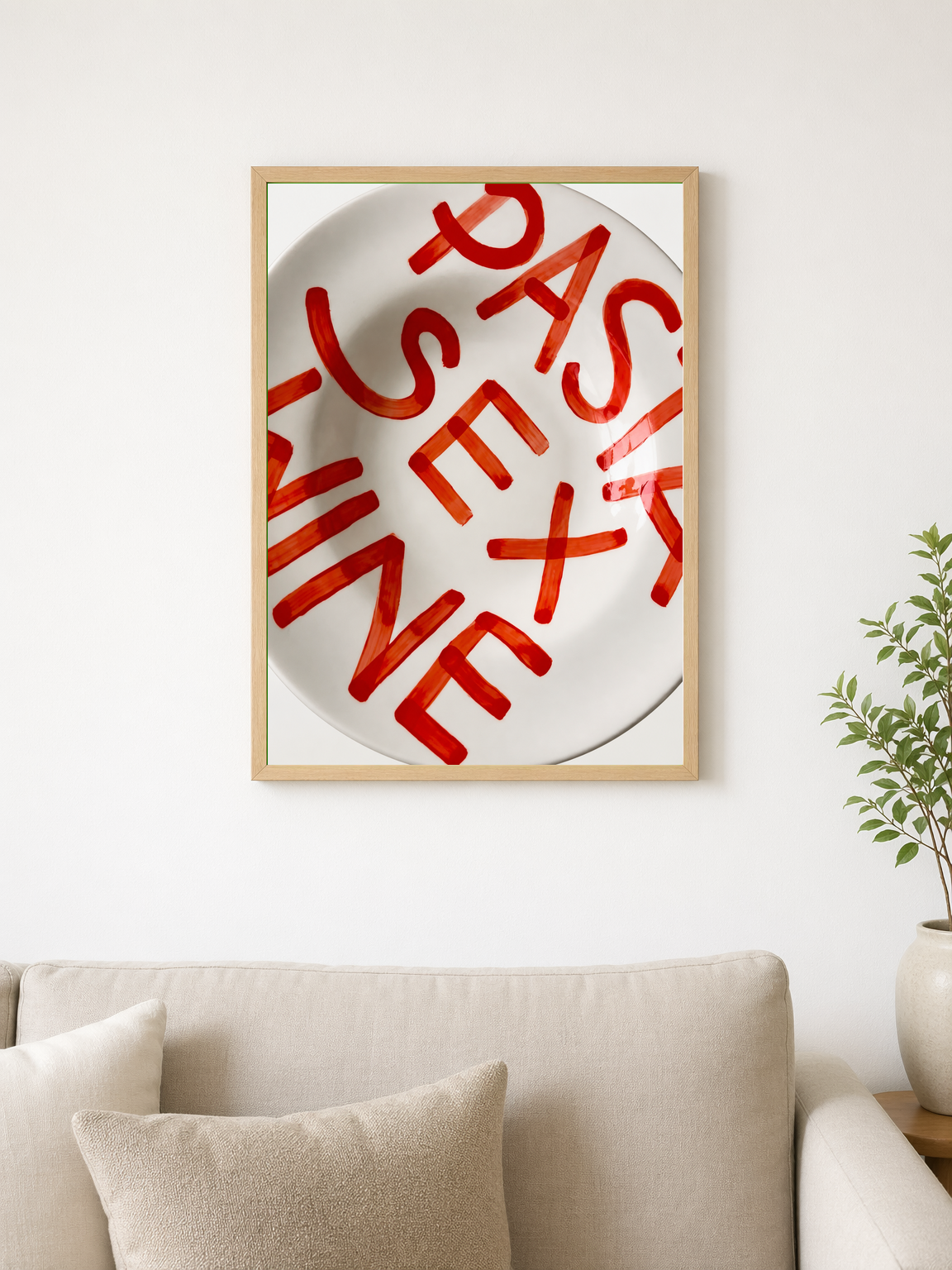 Pasta Sex Wine Typography Wall Art Print - wood framed poster