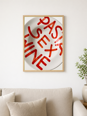 Pasta Sex Wine Typography Wall Art Print - wood framed poster