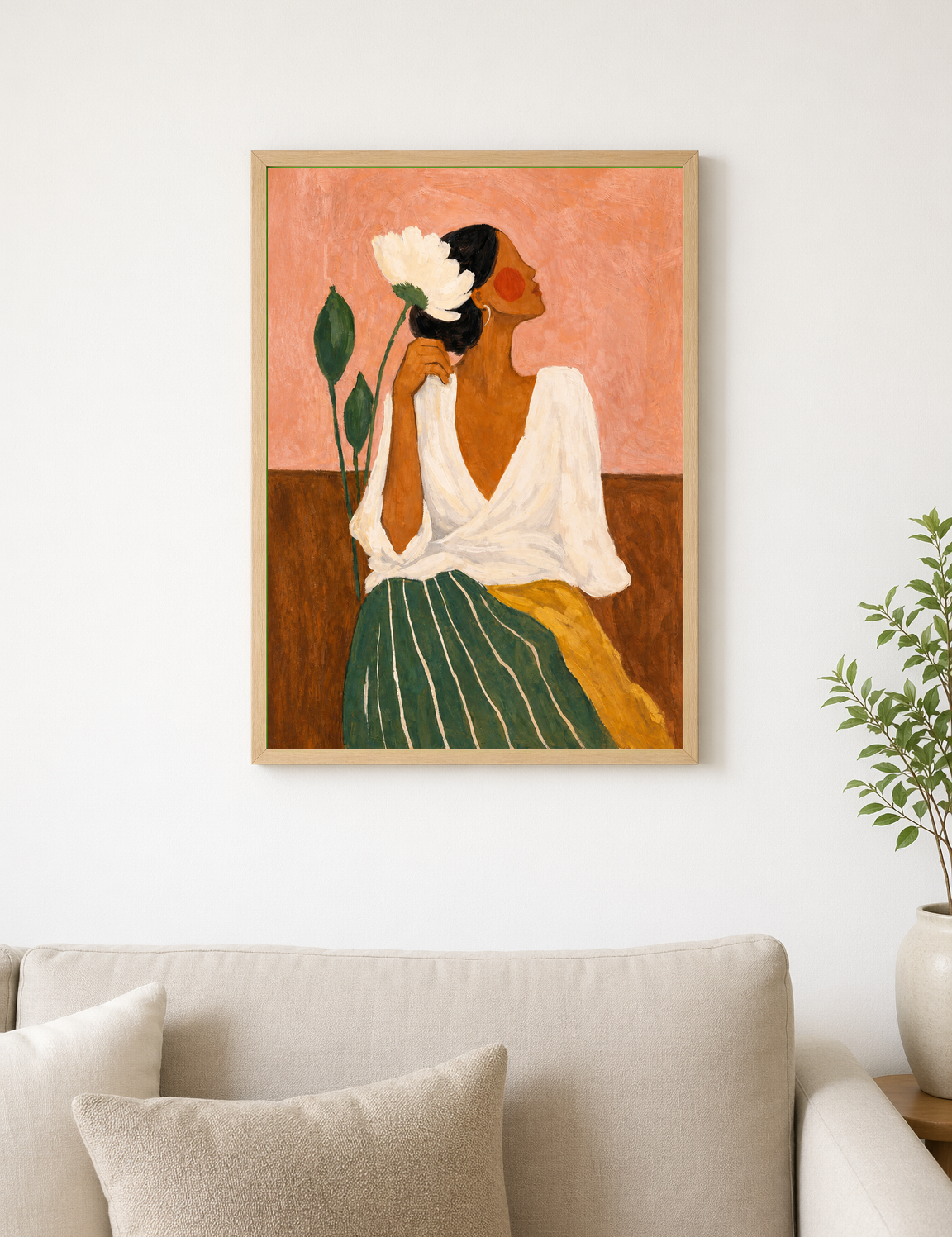 Feminine Floral Portrait Wall Art Print - wood framed poster