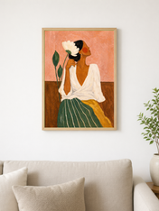 Feminine Floral Portrait Wall Art Print - wood framed poster