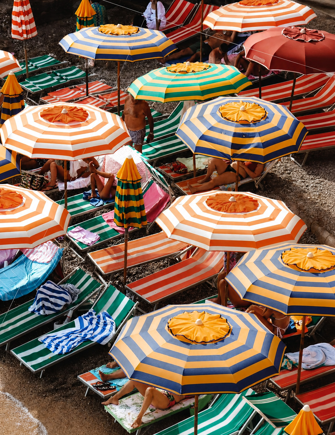 Striped Beach Umbrellas Wall Art Print - unframed