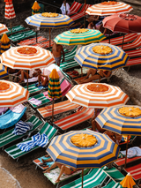 Striped Beach Umbrellas Wall Art Print