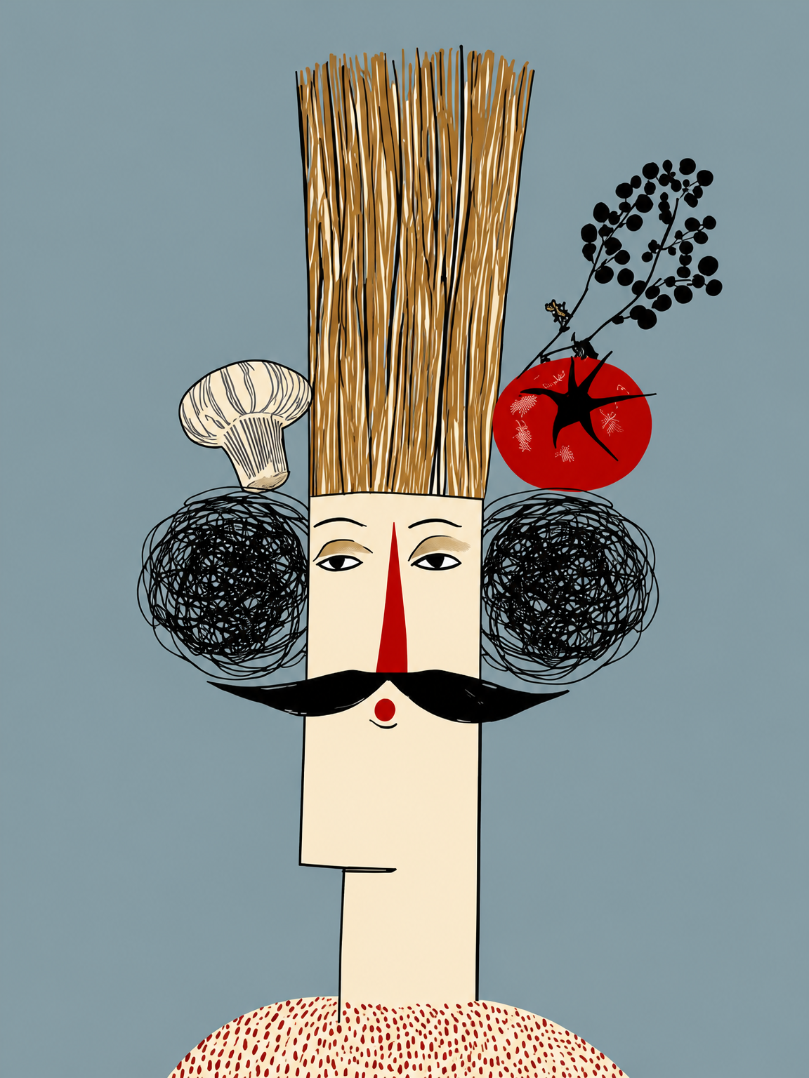 Whimsical Chef Portrait Wall Art Print - unframed
