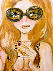 Chic Girl Portrait Wall Art Print with Sunglasses - unframed
