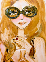 Chic Girl Portrait Wall Art Print with Sunglasses