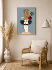 Whimsical Chef Portrait Wall Art Print - wood framed poster