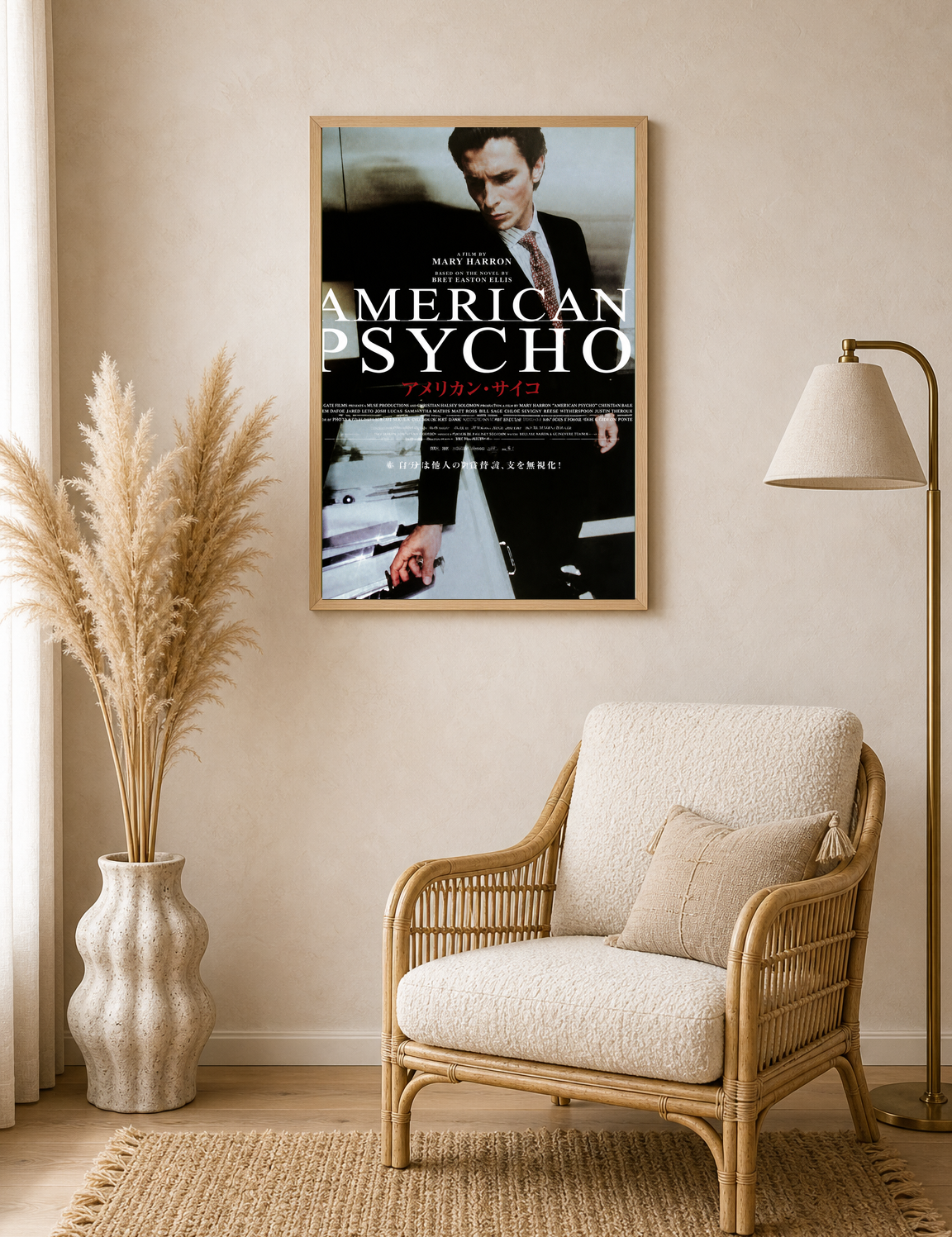 American Psycho Japanese Poster Wall Art Print - wood framed poster