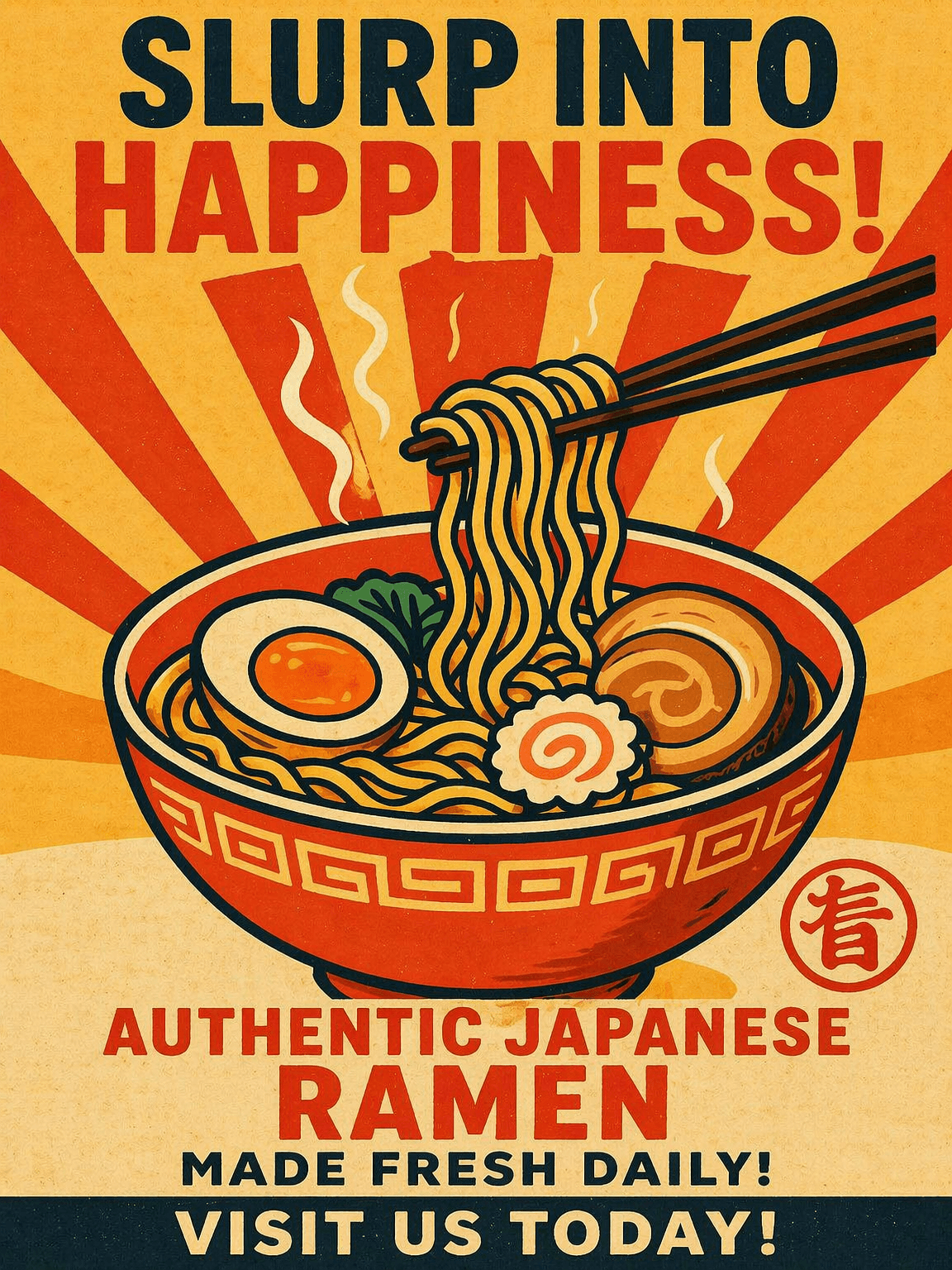 Slurp Into Happiness Japanese Ramen Wall Art Print - unframed