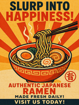 Slurp Into Happiness Japanese Ramen Wall Art Print