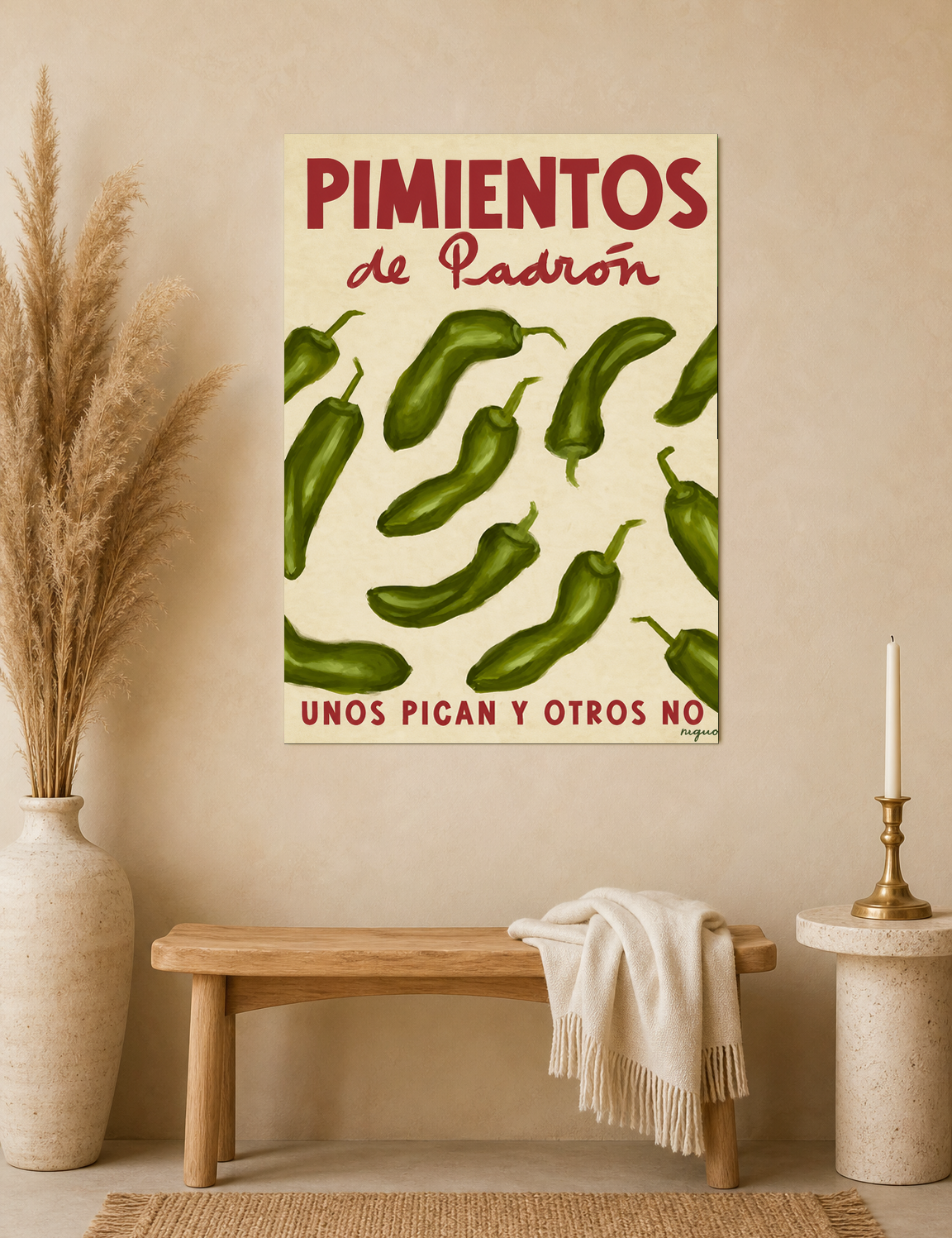 Pimientos de Padrón Kitchen Wall Art Print - unframed mockup
