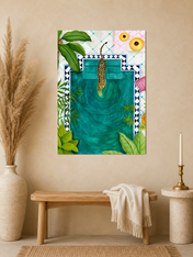 Leopard Poolside Tropical Wall Art Print - unframed mockup