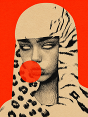 Pop Surreal Leopard Girl Wall Art Print - unframed
