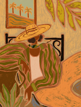 Tropical Woman in Hat Wall Art Print