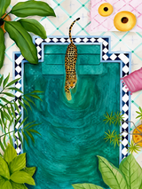 Leopard Poolside Tropical Wall Art Print