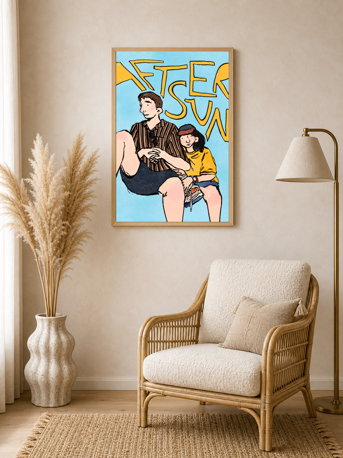 Aftersun Illustrated Wall Art Print - wood framed poster