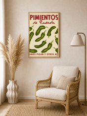 Pimientos de Padrón Kitchen Wall Art Print - wood framed poster