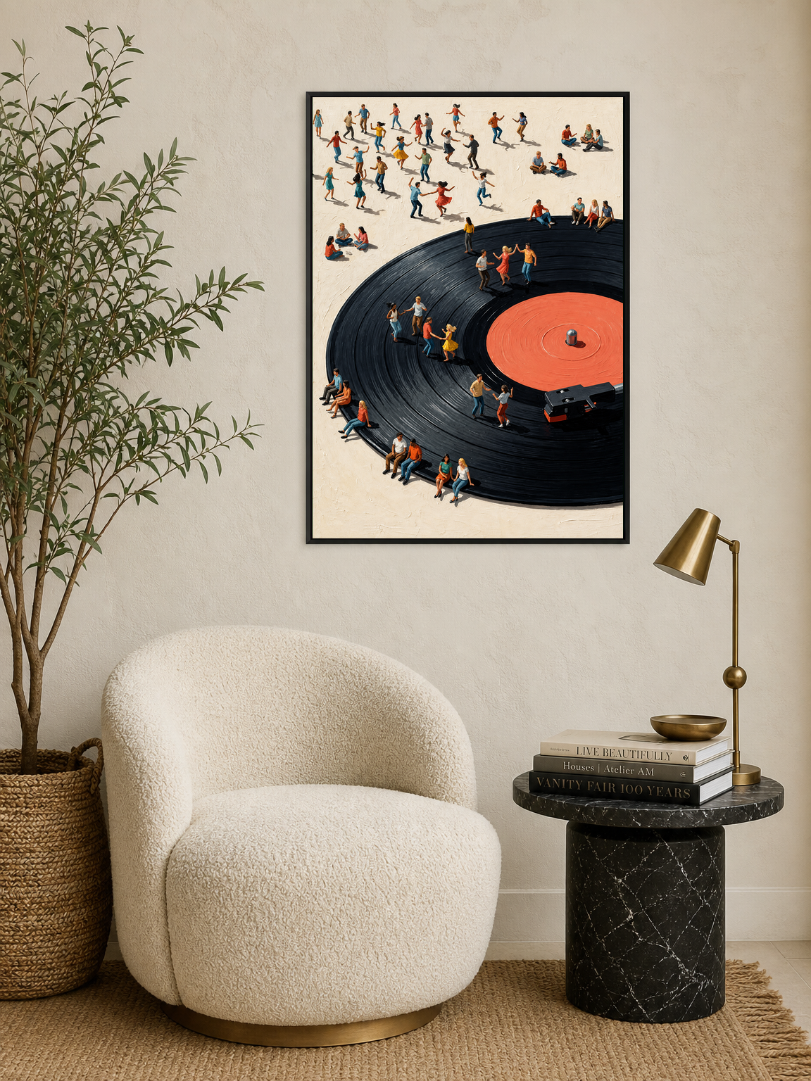 Dancing on the Record Wall Art Print - black framed
