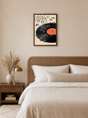 Dancing on the Record Wall Art Print - dark wood framed