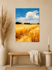 Golden Wheat Field Landscape Wall Art Print - unframed mockup