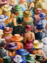 Colorful Crowd in Hats Wall Art Print