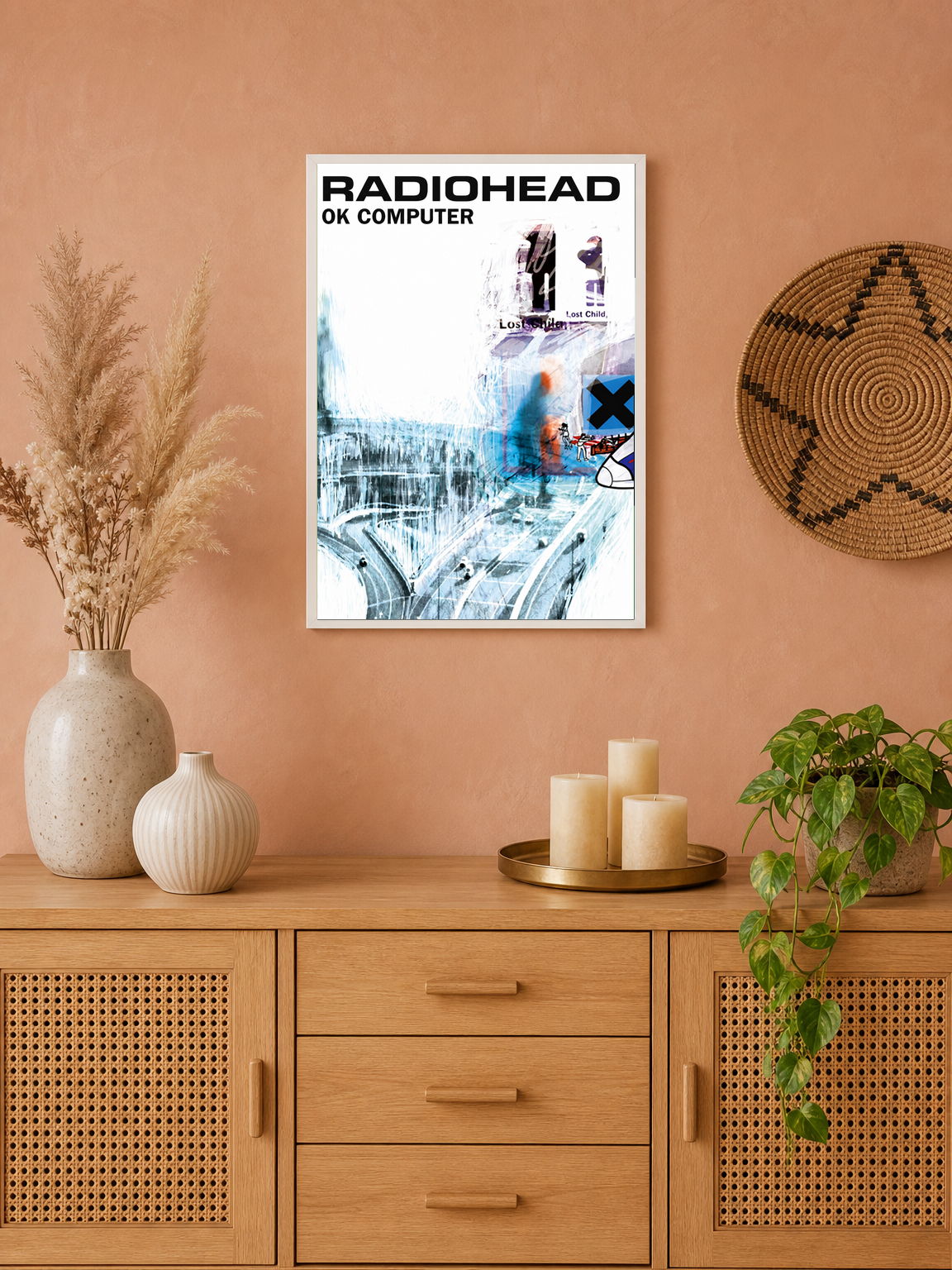 Radiohead OK Computer Album Wall Art Print - white framed
