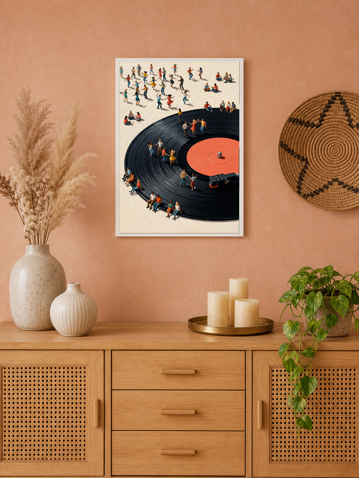 Dancing on the Record Wall Art Print - white framed