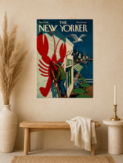 Vintage New Yorker Lobster Dock Wall Art Print - unframed mockup