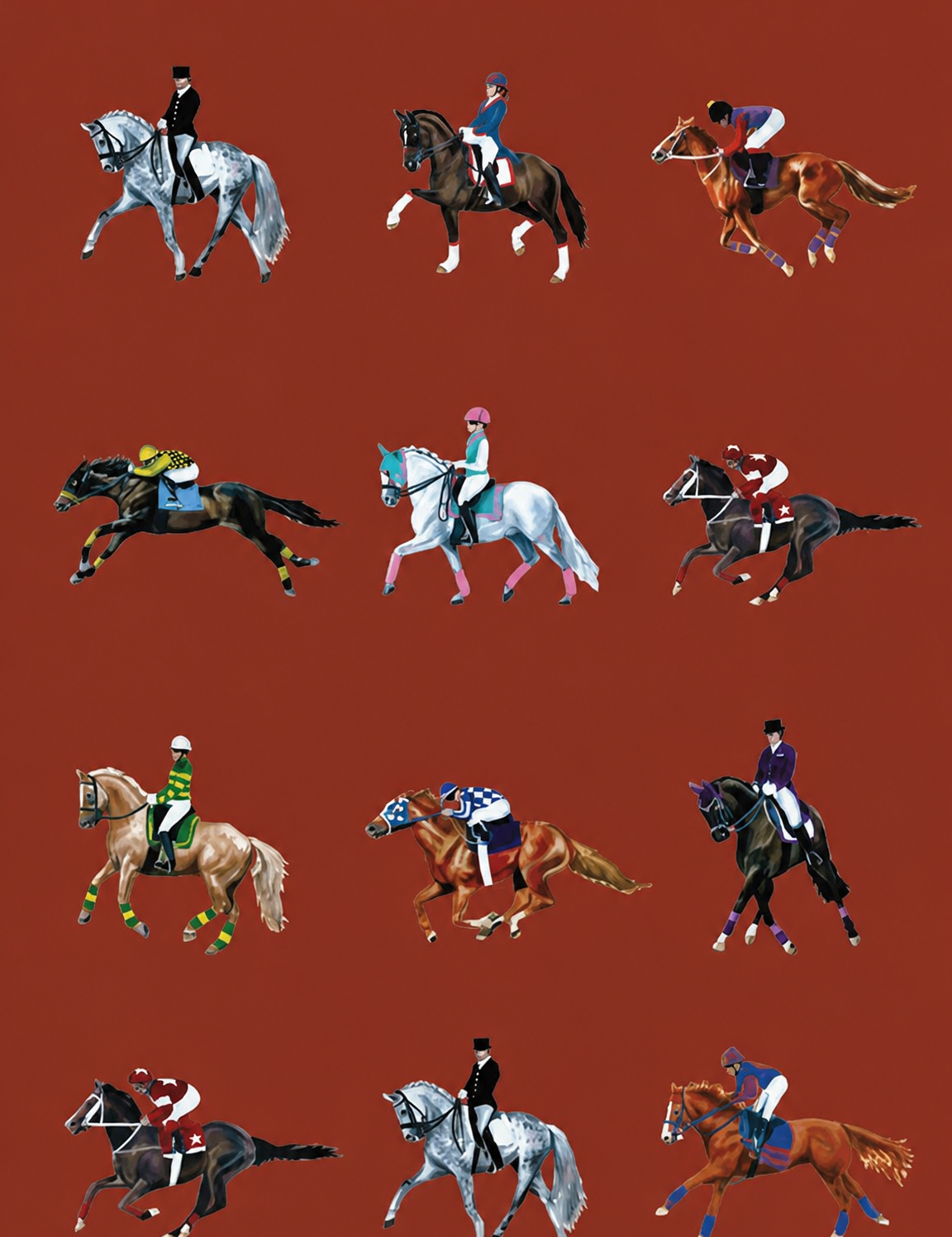 Equestrian Jockeys Horse Racing Wall Art Print - unframed