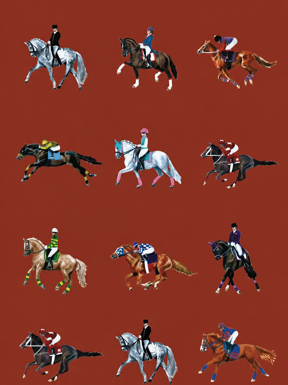 Equestrian Jockeys Horse Racing Wall Art Print - unframed