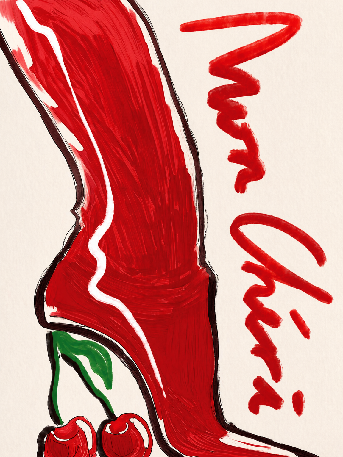 Mon Chéri Red Heeled Boot Wall Art Print - unframed