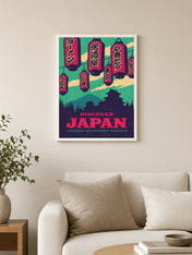 Discover Japan Travel Poster Wall Art Print - white framed