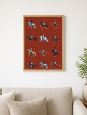 Equestrian Jockeys Horse Racing Wall Art Print - wood framed poster