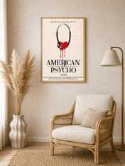 American Psycho Headphones Heart Wall Art Print - wood framed poster