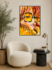 Retro Sunglasses Portrait Wall Art Print - black framed