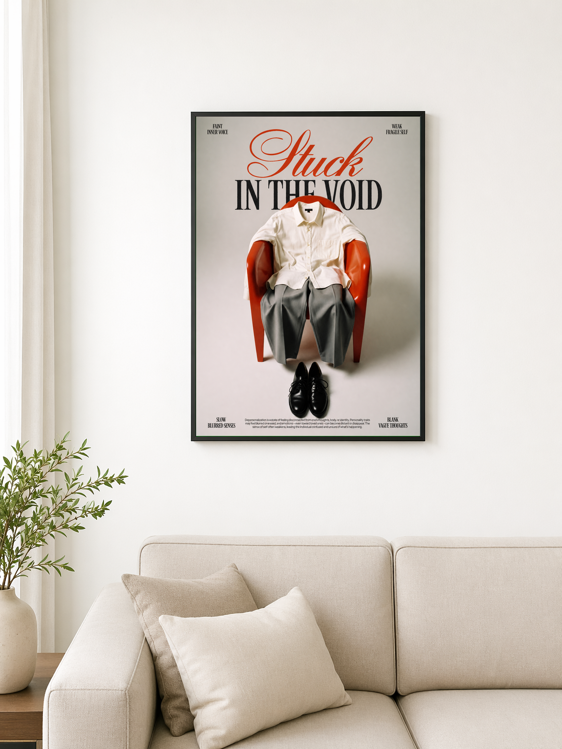 Stuck in the Void Surreal Wall Art Print - black framed