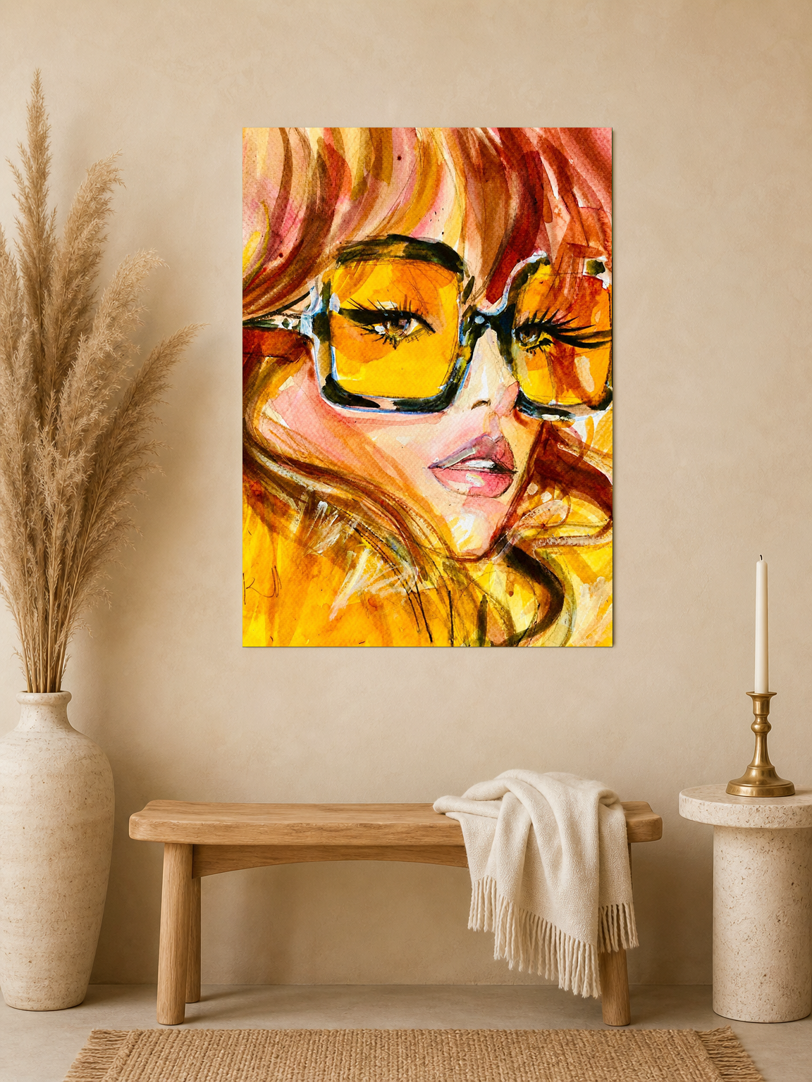 Retro Sunglasses Portrait Wall Art Print - unframed mockup