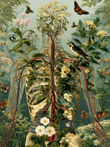 Botanical Anatomy Wall Art Print with Butterflies