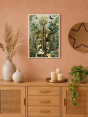 Botanical Anatomy Wall Art Print with Butterflies - white framed